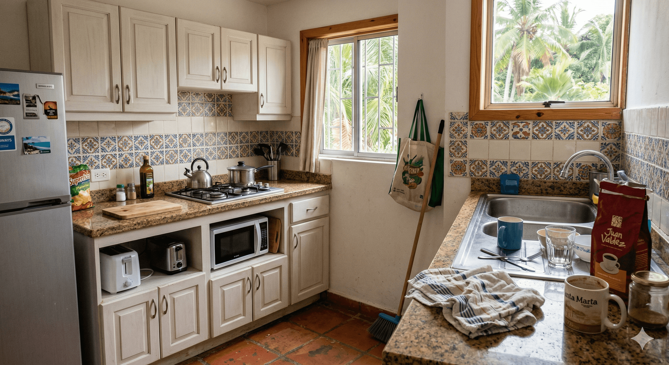 Cocina antes de la limpieza